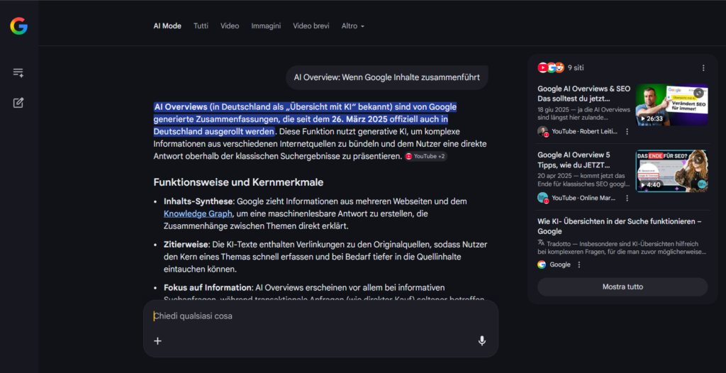Von SEO zur generativen Suche: Was sich mit AI Overview und AI Mode verändert 1 Von SEO zur generativen Suche: Was sich mit AI Overview und AI Mode verändert | Screenshot 2026 04 08 120952